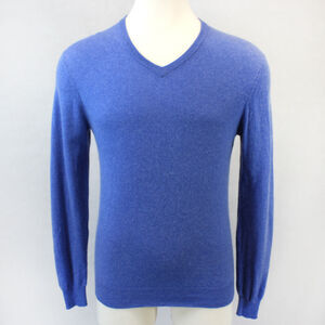 Club Room 2-Ply 100% Cashmere Knit Soft Warm V-Neck Blue Sweater Medium